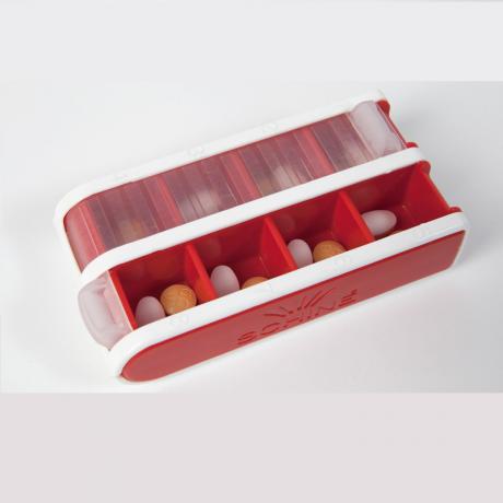 Red Small Pivotell pill organiser open